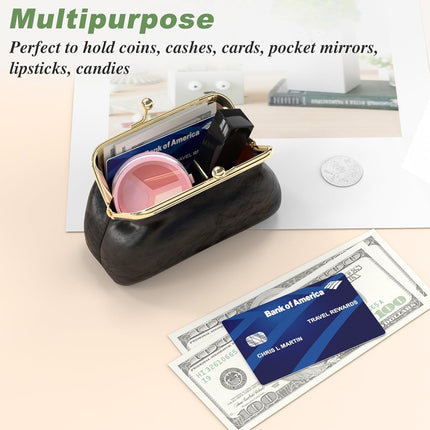 Coin Purse, Small PU Leather Change Purse, Coin Wallet with Clasp, Car Change Holder Pouch for Woman Men Kids Girls, Black.