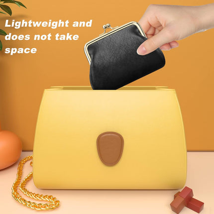 Coin Purse, Small PU Leather Change Purse, Coin Wallet with Clasp, Car Change Holder Pouch for Woman Men Kids Girls, Black.