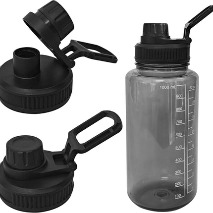2 Pcs Replaceable Lid for Nalgene Sustain Tritan Water Bottle, Wide Mouth Loop Top Lid Compatible with Nalgene 32 oz, BPA Free, Replacement Cap Accessories with Handle Easy to Carry, Black.