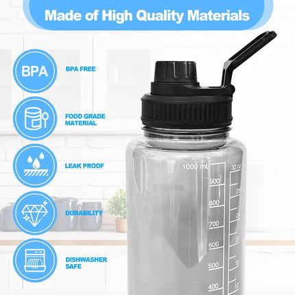 2 Pcs Replaceable Lid for Nalgene Sustain Tritan Water Bottle, Wide Mouth Loop Top Lid Compatible with Nalgene 32 oz, BPA Free, Replacement Cap Accessories with Handle Easy to Carry, Black.