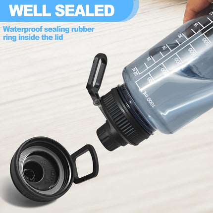 2 Pcs Replaceable Lid for Nalgene Sustain Tritan Water Bottle, Wide Mouth Loop Top Lid Compatible with Nalgene 32 oz, BPA Free, Replacement Cap Accessories with Handle Easy to Carry, Black.