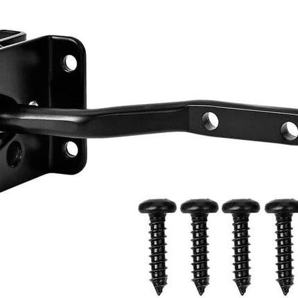 Self-Locking Gate Latch - Post Mount Automatic Gravity Lever Wood Fence Gate Latches with Fasteners/4.7 Inch Black Finish Steel Gate Latch to Secure Pool& Yard.