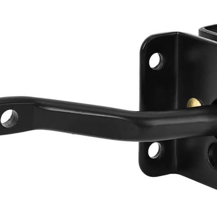 Self-Locking Gate Latch - Post Mount Automatic Gravity Lever Wood Fence Gate Latches with Fasteners/4.7 Inch Black Finish Steel Gate Latch to Secure Pool& Yard.