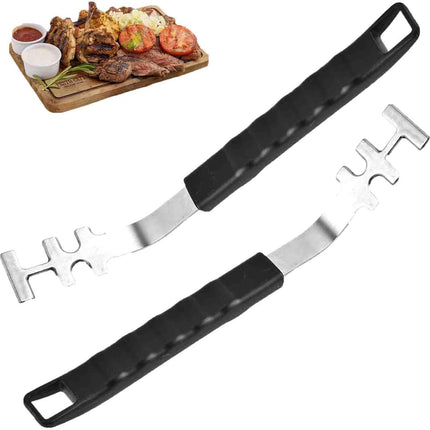 Stainless Steel Grill Grate Lifter Tool,Anti-Scald Grill Grate Tool for Charbroil Grill and More BBQ Supplies,27.4 cm, 2-Pack, Black Handle.
