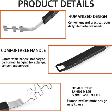 Stainless Steel Grill Grate Lifter Tool,Anti-Scald Grill Grate Tool for Charbroil Grill and More BBQ Supplies,27.4 cm, 2-Pack, Black Handle.