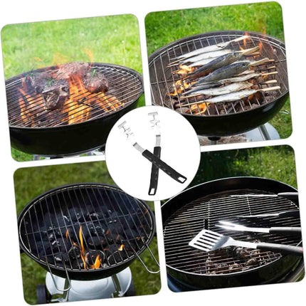 Stainless Steel Grill Grate Lifter Tool,Anti-Scald Grill Grate Tool for Charbroil Grill and More BBQ Supplies,27.4 cm, 2-Pack, Black Handle.