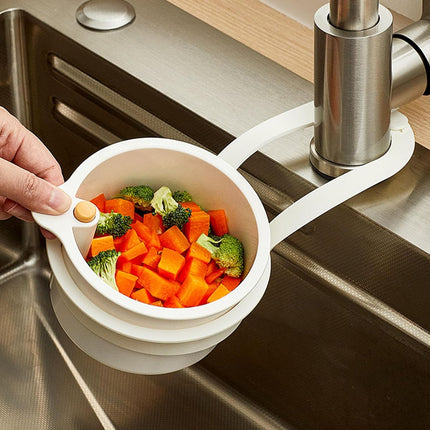 Kitchen Sink Strainer Basket, Self Cleaning Sink Food Waste Catcher, Faucet Hanging, Press Automatic Dumping Kitchen Draining Basket, Waste Rack Trash Catcher for Leftovers (Green+White+Yellow).