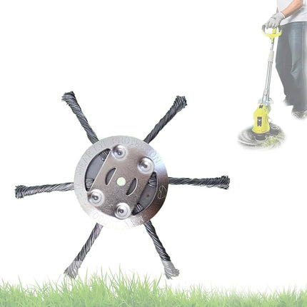 Universal Wire Weed Eater Head,Steel Wire Wheel Grass Trimmer,Steel Wire Weed Eater Head,Rotary Cutter Trimmer Head for String Trimmers, Gardening Lawnmower, Moss & Rust Removal (6 Knives).