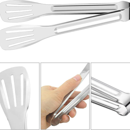 7 Inch Serving Tongs Buffet, Kitchen Cooking Tongs Stainless Steel Buffet Tongs Frying Tong for Pasta Salad BBQ Cake Home Birthday Wedding Candy Bar Party (10 pcs).