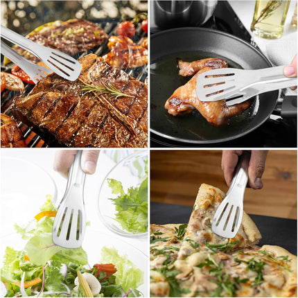 7 Inch Serving Tongs Buffet, Kitchen Cooking Tongs Stainless Steel Buffet Tongs Frying Tong for Pasta Salad BBQ Cake Home Birthday Wedding Candy Bar Party (10 pcs).