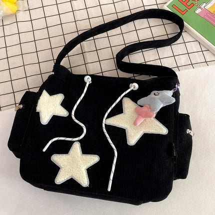 Y2K Corduroy Shoulder Bag Women, Cute Tote Bag Large Crossbody Bag for School Office Work Travel Shopping.