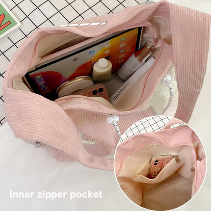 Y2K Corduroy Shoulder Bag Women, Cute Tote Bag Large Crossbody Bag for School Office Work Travel Shopping.