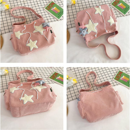 Y2K Corduroy Shoulder Bag Women, Cute Tote Bag Large Crossbody Bag for School Office Work Travel Shopping.