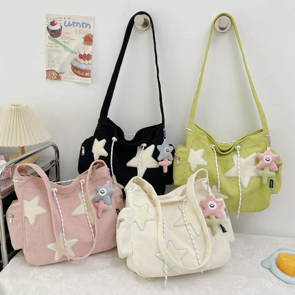 Y2K Corduroy Shoulder Bag Women, Cute Tote Bag Large Crossbody Bag for School Office Work Travel Shopping.