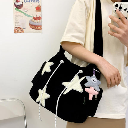 Y2K Corduroy Shoulder Bag Women, Cute Tote Bag Large Crossbody Bag for School Office Work Travel Shopping.