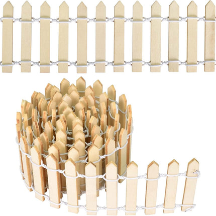 Miniature Wooden Fence, 35 Inch Fairy Garden Fence Ornament Fence for Dollhouse Miniature Garden Fairy Garden Succulent Plant Pot Micro Landscape DIY Diorama DIY Crafts Project (Wood color).