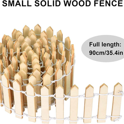 Miniature Wooden Fence, 35 Inch Fairy Garden Fence Ornament Fence for Dollhouse Miniature Garden Fairy Garden Succulent Plant Pot Micro Landscape DIY Diorama DIY Crafts Project (Wood color).