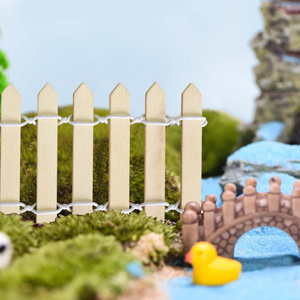 Miniature Wooden Fence, 35 Inch Fairy Garden Fence Ornament Fence for Dollhouse Miniature Garden Fairy Garden Succulent Plant Pot Micro Landscape DIY Diorama DIY Crafts Project (Wood color).