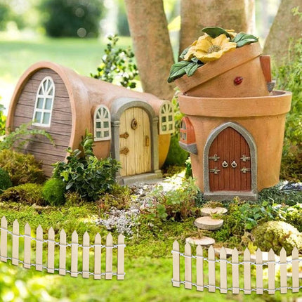 Miniature Wooden Fence, 35 Inch Fairy Garden Fence Ornament Fence for Dollhouse Miniature Garden Fairy Garden Succulent Plant Pot Micro Landscape DIY Diorama DIY Crafts Project (Wood color).