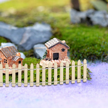 Miniature Wooden Fence, 35 Inch Fairy Garden Fence Ornament Fence for Dollhouse Miniature Garden Fairy Garden Succulent Plant Pot Micro Landscape DIY Diorama DIY Crafts Project (Wood color).