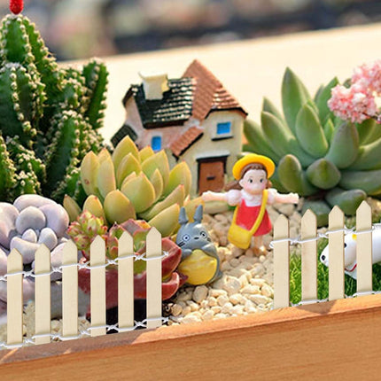 Miniature Wooden Fence, 35 Inch Fairy Garden Fence Ornament Fence for Dollhouse Miniature Garden Fairy Garden Succulent Plant Pot Micro Landscape DIY Diorama DIY Crafts Project (Wood color).