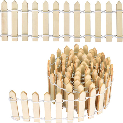 Miniature Wooden Fence, 35 Inch Fairy Garden Fence Ornament Fence for Dollhouse Miniature Garden Fairy Garden Succulent Plant Pot Micro Landscape DIY Diorama DIY Crafts Project (Wood color).