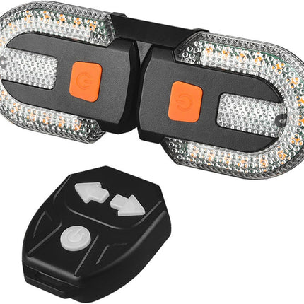 Bike Turn Signals Waterproof Remote Control 5 Mode Bike Tail Light with Right & Left Light 600mAh 30lm USB Rechargeable Yellow & Red LED Rear Bike Light for Night Riding Bike Brake Light.