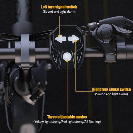 Bike Turn Signals Waterproof Remote Control 5 Mode Bike Tail Light with Right & Left Light 600mAh 30lm USB Rechargeable Yellow & Red LED Rear Bike Light for Night Riding Bike Brake Light.