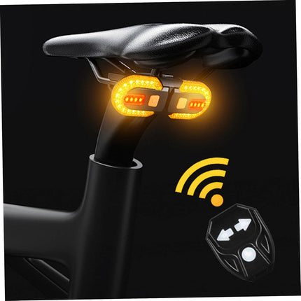 Bike Turn Signals Waterproof Remote Control 5 Mode Bike Tail Light with Right & Left Light 600mAh 30lm USB Rechargeable Yellow & Red LED Rear Bike Light for Night Riding Bike Brake Light.