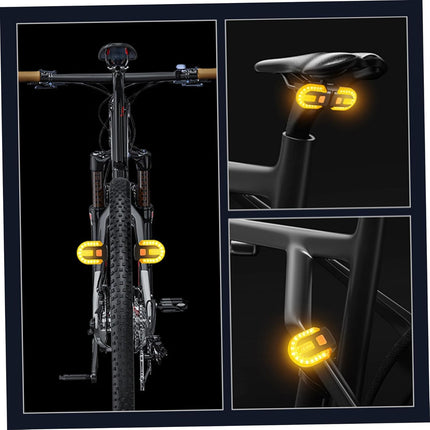 Bike Turn Signals Waterproof Remote Control 5 Mode Bike Tail Light with Right & Left Light 600mAh 30lm USB Rechargeable Yellow & Red LED Rear Bike Light for Night Riding Bike Brake Light.