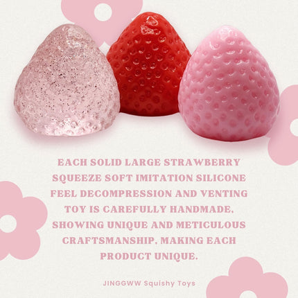 Taba Squishy Strawberry, Strawberry Taba Squishy Toys, Handmade Taba Squishy Clear Stress Relieving for Adults Office School (1 Fine Glitter).
