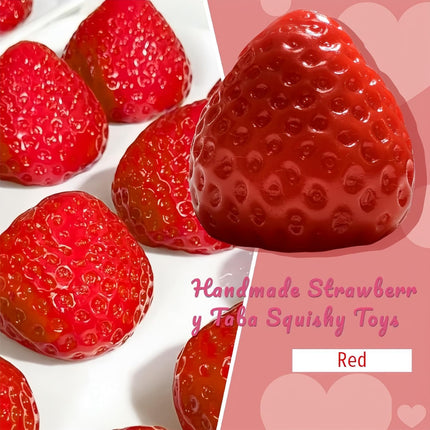 Taba Squishy Strawberry, Strawberry Taba Squishy Toys, Handmade Taba Squishy Clear Stress Relieving for Adults Office School (1 Fine Glitter).