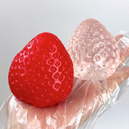 Taba Squishy Strawberry, Strawberry Taba Squishy Toys, Handmade Taba Squishy Clear Stress Relieving for Adults Office School (1 Fine Glitter).