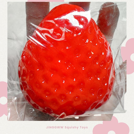 Taba Squishy Strawberry, Strawberry Taba Squishy Toys, Handmade Taba Squishy Clear Stress Relieving for Adults Office School (1 Fine Glitter).
