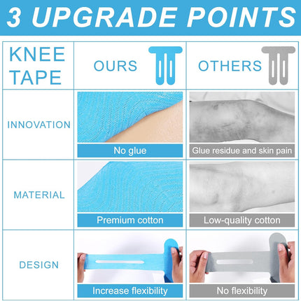 15pcs Precut Kinesiology Tape for Knees, Breathable & Waterproof Pre Cut Sport Tape Running Accessories Elastic Muscle Athletic Physio Kinetic Sticker Strips for Knee Stability and Muscle Support.