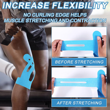 15pcs Precut Kinesiology Tape for Knees, Breathable & Waterproof Pre Cut Sport Tape Running Accessories Elastic Muscle Athletic Physio Kinetic Sticker Strips for Knee Stability and Muscle Support.