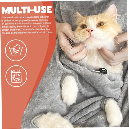 Cat Sling Soft Flannel Cat Apron with Claws Holes Multifunctional Adjustable Pet Carrier for Nail Cutting Cozy Sleeping Petting.