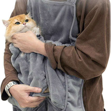 Cat Sling Soft Flannel Cat Apron with Claws Holes Multifunctional Adjustable Pet Carrier for Nail Cutting Cozy Sleeping Petting.