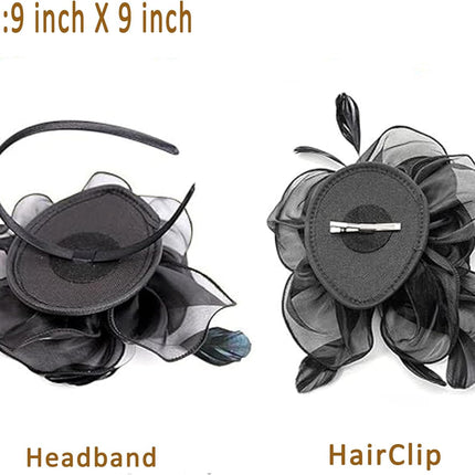 Fascinators Hat for Women Tea Party,Orange Feather Mesh Flower Fascinator with Headband and Clip Wedding Tea Party Derby Fascinator Hats.
