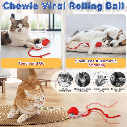 Interactive Rolling Dog Ball, Interactive Cat to-ys Rolling Ball Chewie Viral Dog Ball, Smart Automatic Rolling Pet Ball for Cats Dogs Motion Activated.