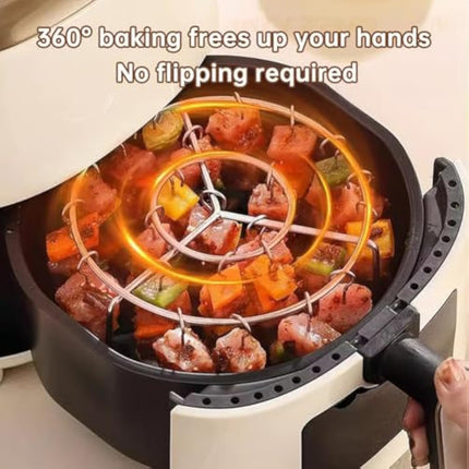 Air Fryer Barbecue Grill Vertical Barbecue Kebab, 24 Skewer Air Fryer Rack Round, 6 Inch Air Fryers Skewer Stand, With 24 Skewers, Multifunctional Grill for Cooking Kebabs (12 skewer).