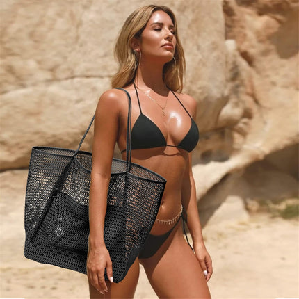 Oversized Beach Tote Bag, Semi Mesh Tote Bag Foldable MAX 35L Laundry Tote Bag For Beach Picnic Laundry Vacation.