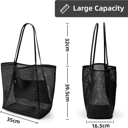 Oversized Beach Tote Bag, Semi Mesh Tote Bag Foldable MAX 35L Laundry Tote Bag For Beach Picnic Laundry Vacation.
