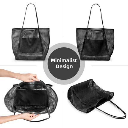 Oversized Beach Tote Bag, Semi Mesh Tote Bag Foldable MAX 35L Laundry Tote Bag For Beach Picnic Laundry Vacation.
