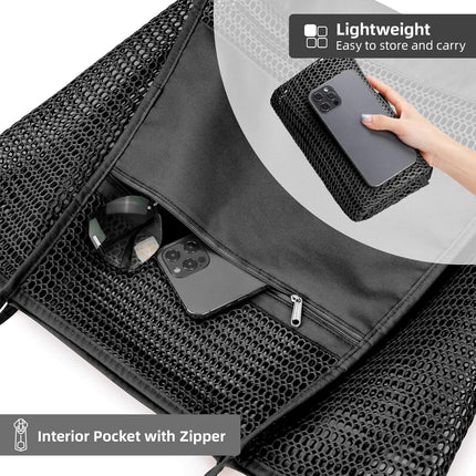 Oversized Beach Tote Bag, Semi Mesh Tote Bag Foldable MAX 35L Laundry Tote Bag For Beach Picnic Laundry Vacation.