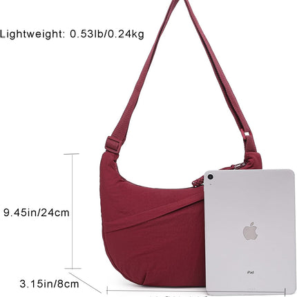 Crescent Bag for Women Men Nylon Crossbody Bags Multi-Pocket Sling Bag Roomy Hobo Bags Moon Bag Slouchy Dumpling Bag.