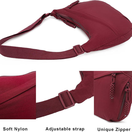 Crescent Bag for Women Men Nylon Crossbody Bags Multi-Pocket Sling Bag Roomy Hobo Bags Moon Bag Slouchy Dumpling Bag.