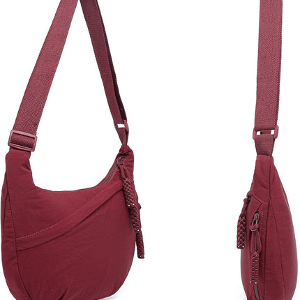 Crescent Bag for Women Men Nylon Crossbody Bags Multi-Pocket Sling Bag Roomy Hobo Bags Moon Bag Slouchy Dumpling Bag.