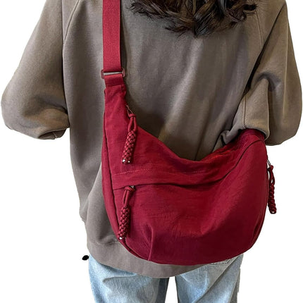 Crescent Bag for Women Men Nylon Crossbody Bags Multi-Pocket Sling Bag Roomy Hobo Bags Moon Bag Slouchy Dumpling Bag.