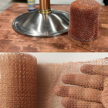 Copper Mesh Roll,Gap Blocker for Building Hole,Knitted Pure Copper Mesh Blocker for Mouse, Birds, Snail, Bat,DIY Fill Fabric,Protect Saplings&Seeds,Rodent Stopper Mesh for Home, Garden (20FT/6M).